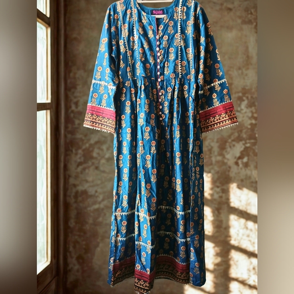House of Syed Collection Dresses & Skirts - Boho Chic Blue Floral Maxi Dress